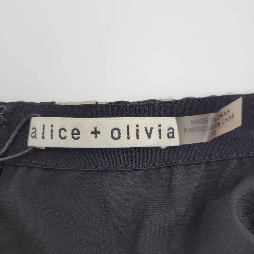Alice + Olivia Womens Sasha Asymmetric Tiered Ruffled Skirt Gray Floral 10